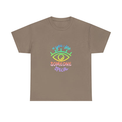 Vibrant Eye and Text Unisex Cotton Tee