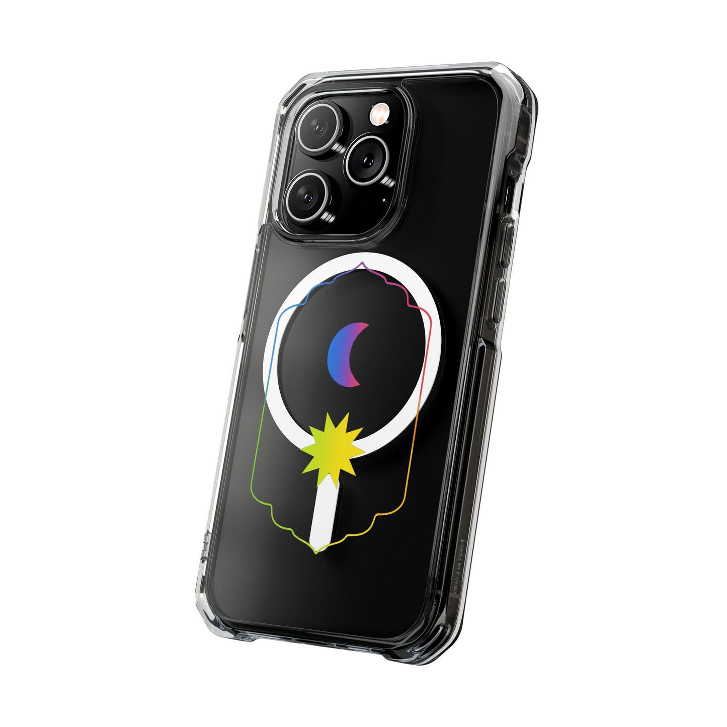 Gradient Moon and Star Emblem Magnetic Clear Impact case