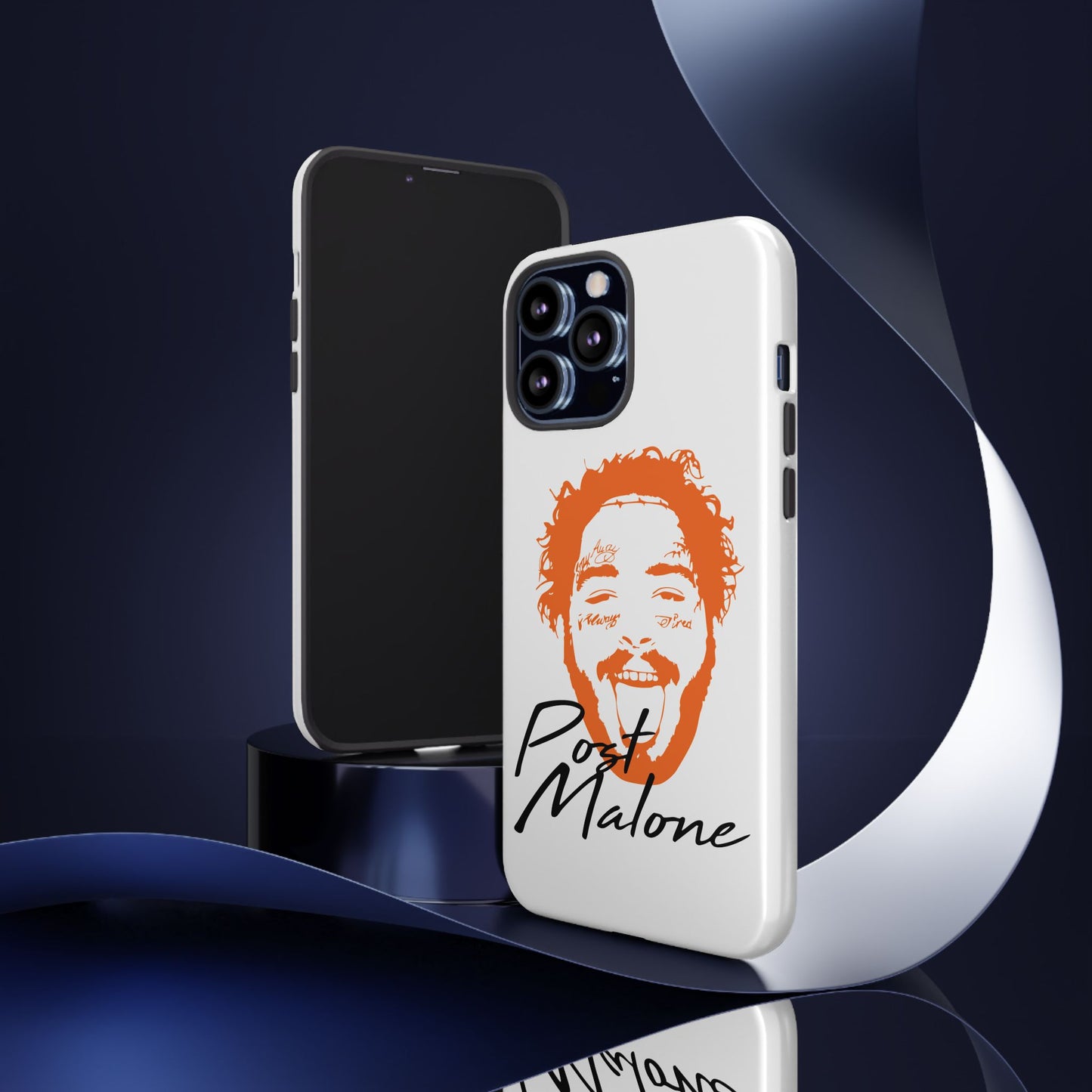 Tough iPhone Case (12–16 Pro Max) – Post Malone Name Design with Picture