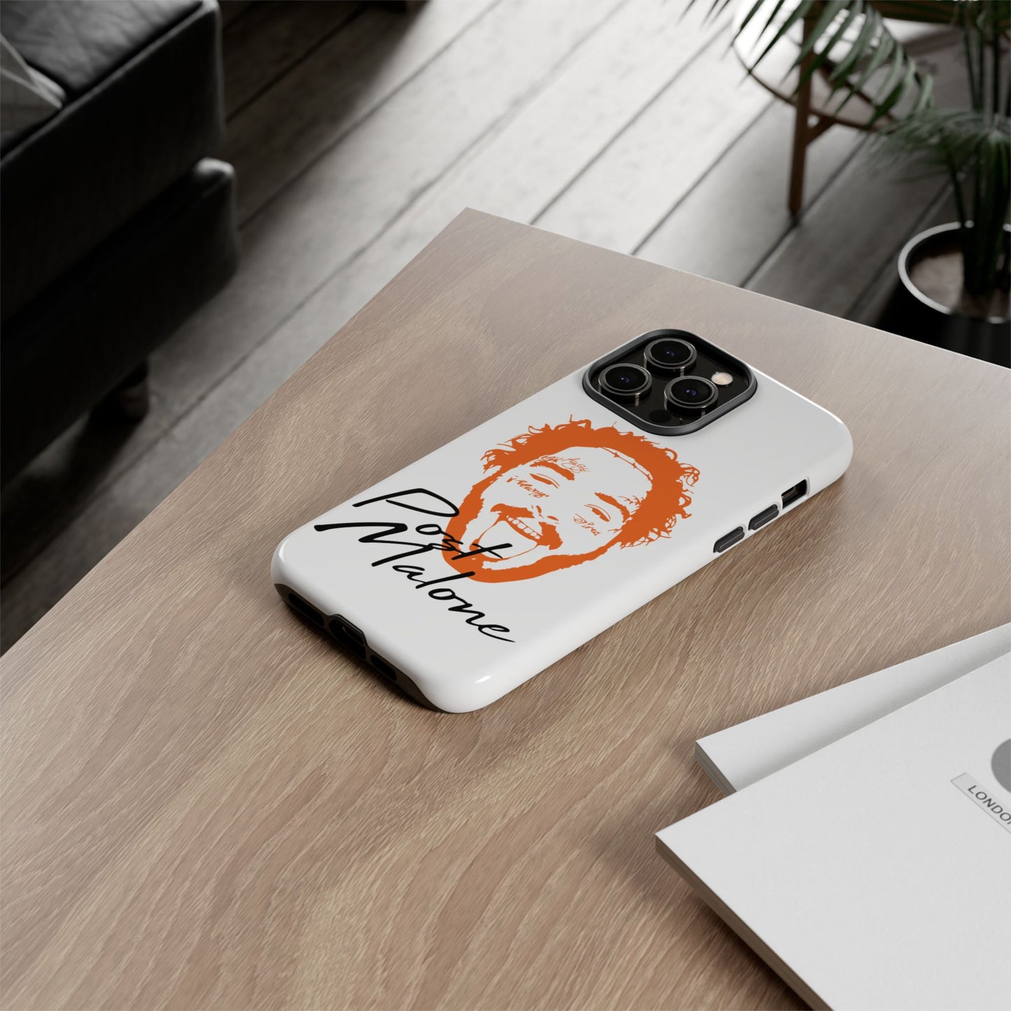Tough iPhone Case (12–16 Pro Max) – Post Malone Name Design with Picture