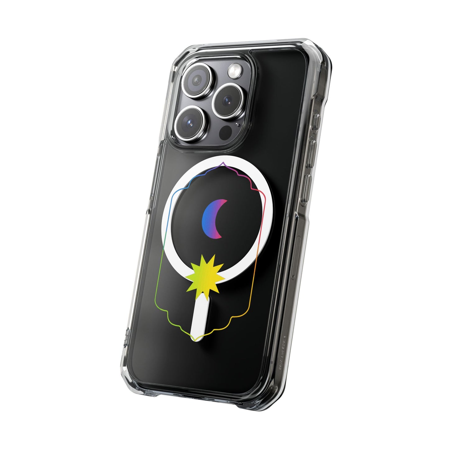 Gradient Moon and Star Emblem Magnetic Clear Impact case
