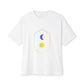 Gradient Moon and Star Emblem Unisex Oversized Boxy Tee
