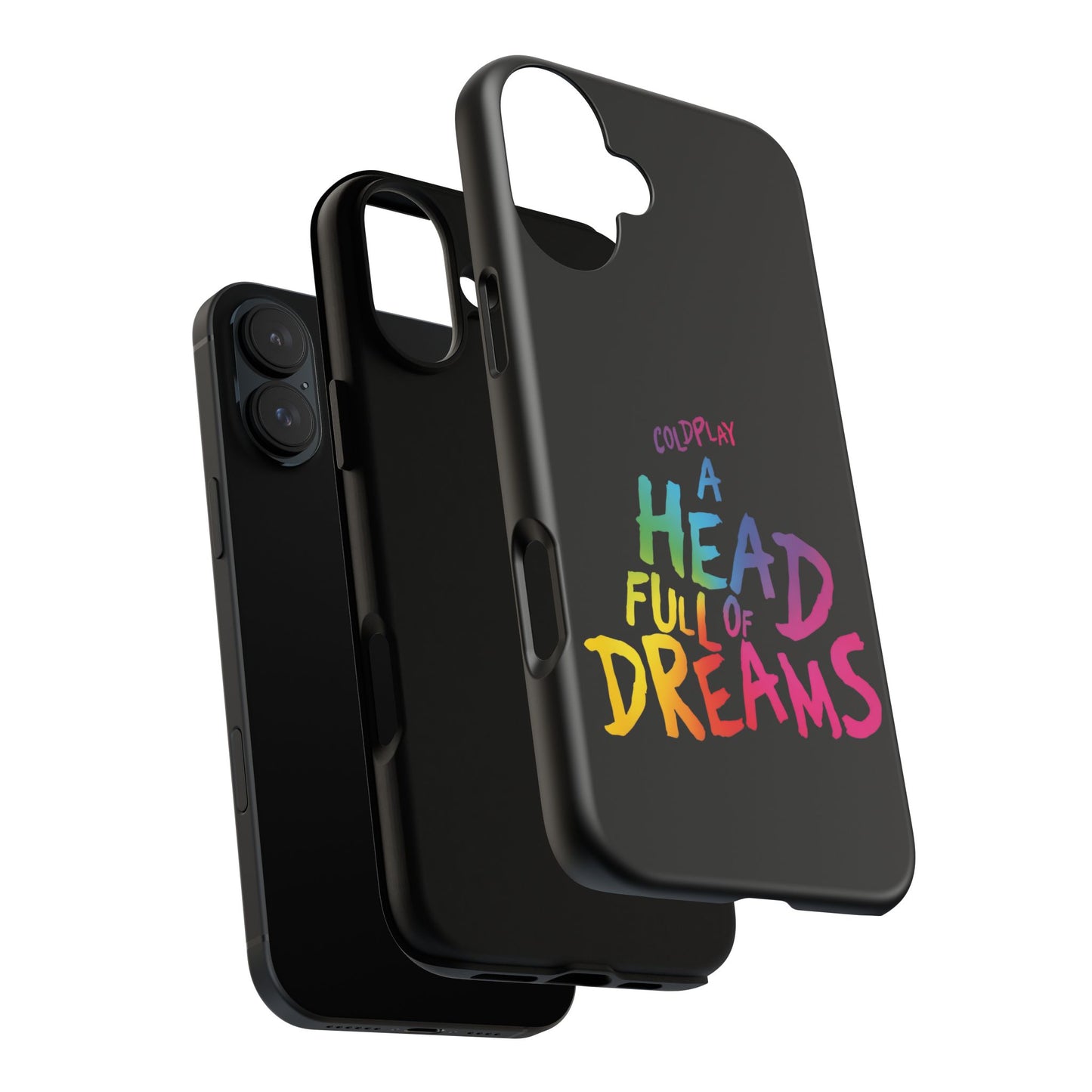 Premium Tough Case for iPhone 12 to 16 Pro Max Showcasing Coldplay’s Iconic A Head Full of Dreams