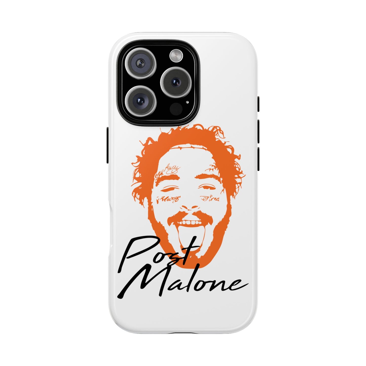 Tough iPhone Case (12–16 Pro Max) – Post Malone Name Design with Picture