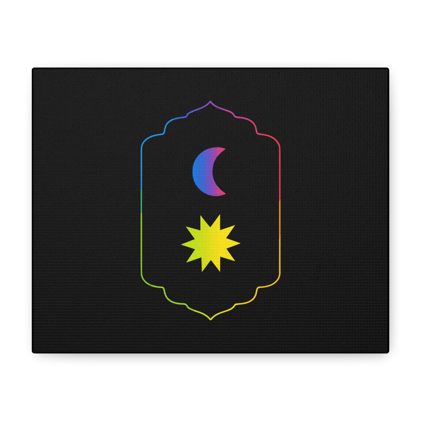 Gradient Moon and Star Emblem Canvas