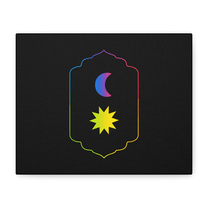 Gradient Moon and Star Emblem Canvas