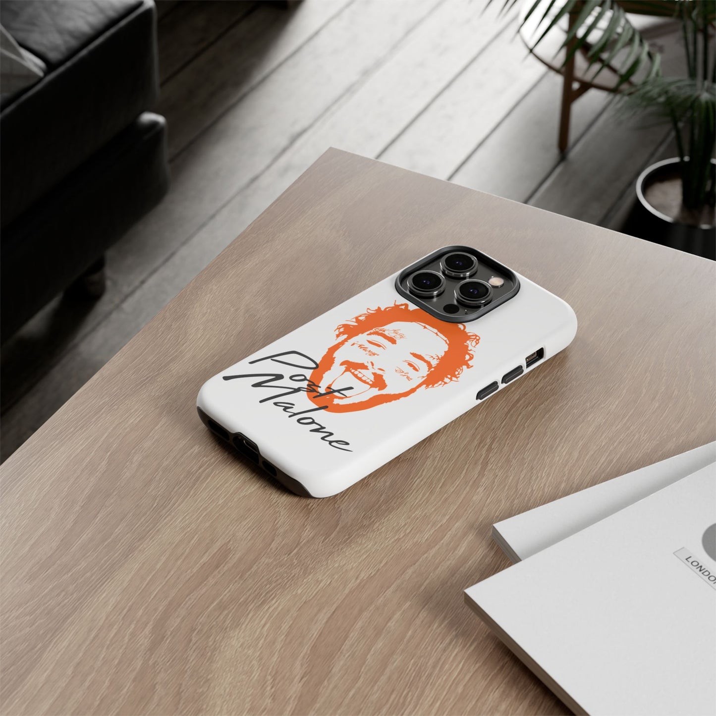 Tough iPhone Case (12–16 Pro Max) – Post Malone Name Design with Picture