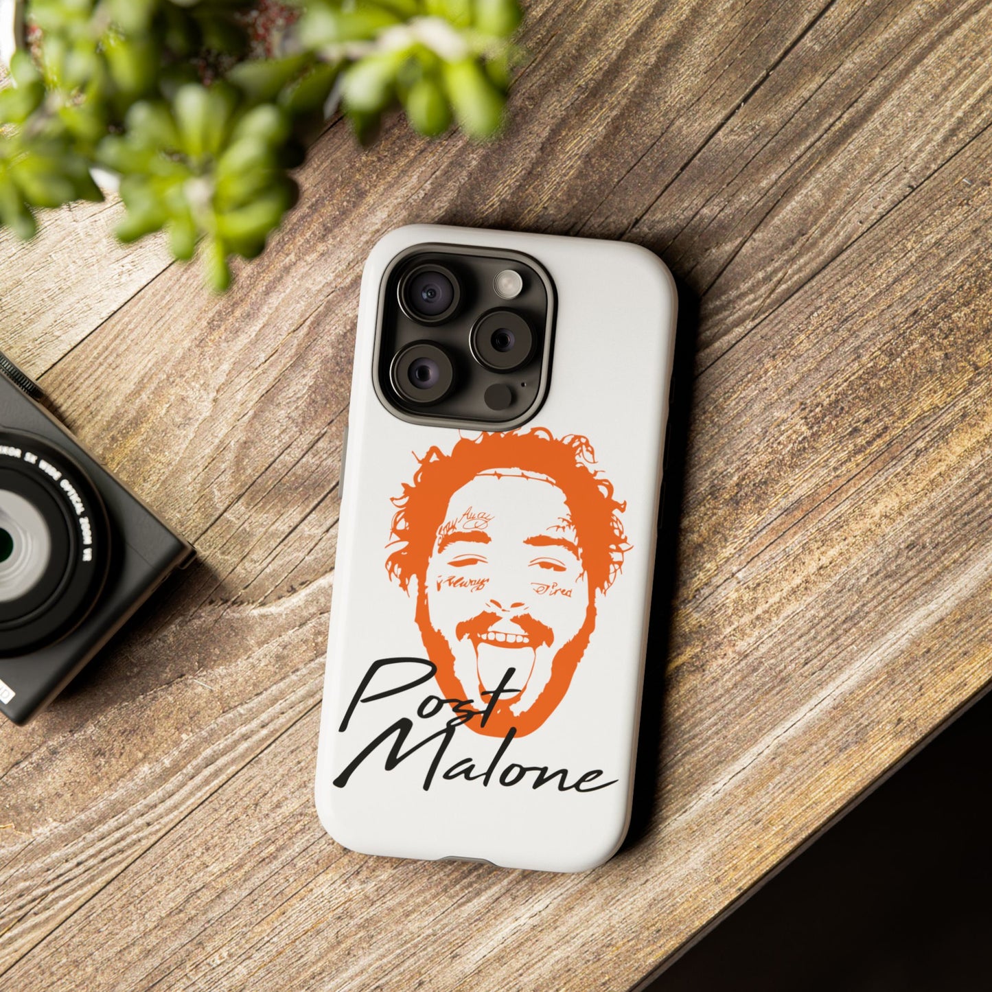 Tough iPhone Case (12–16 Pro Max) – Post Malone Name Design with Picture
