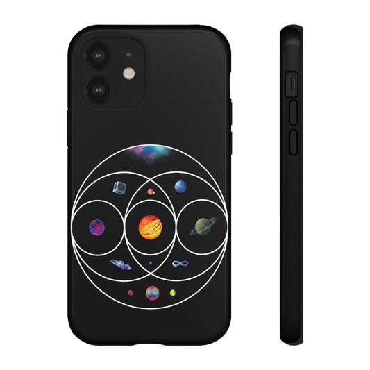 Premium Tough Case for iPhone 12 to 16 Pro Max Showcasing Coldplay’s Illustration Concept