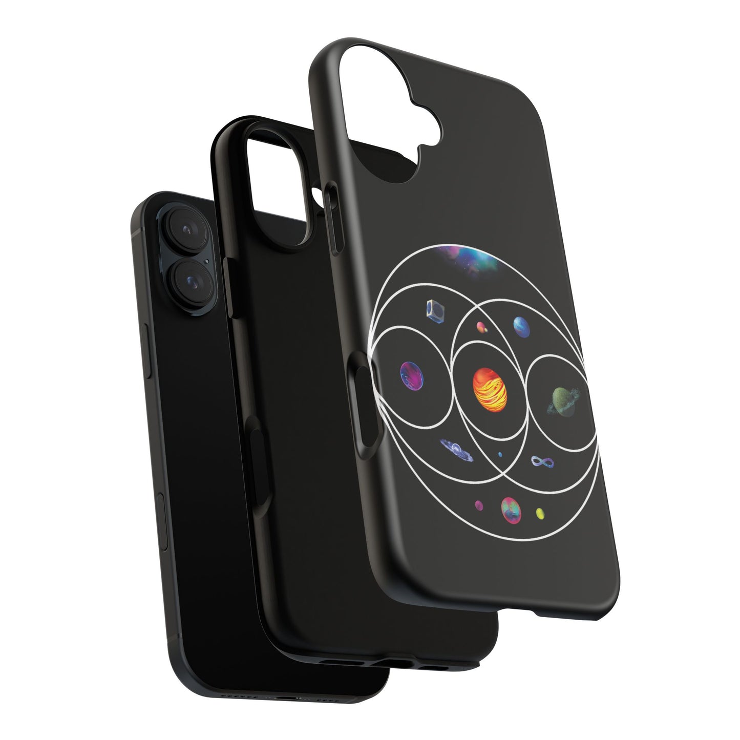 Premium Tough Case for iPhone 12 to 16 Pro Max Showcasing Coldplay’s Illustration Concept