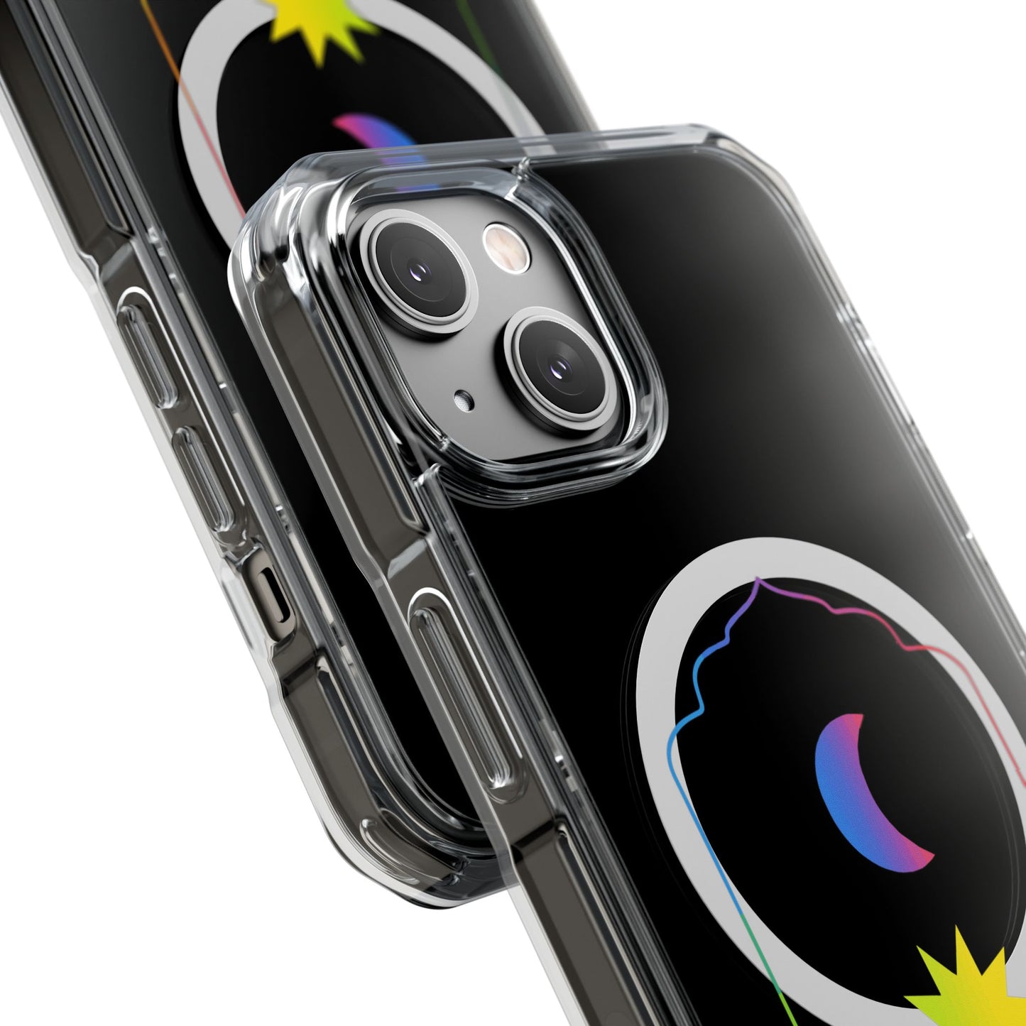 Gradient Moon and Star Emblem Magnetic Clear Impact case