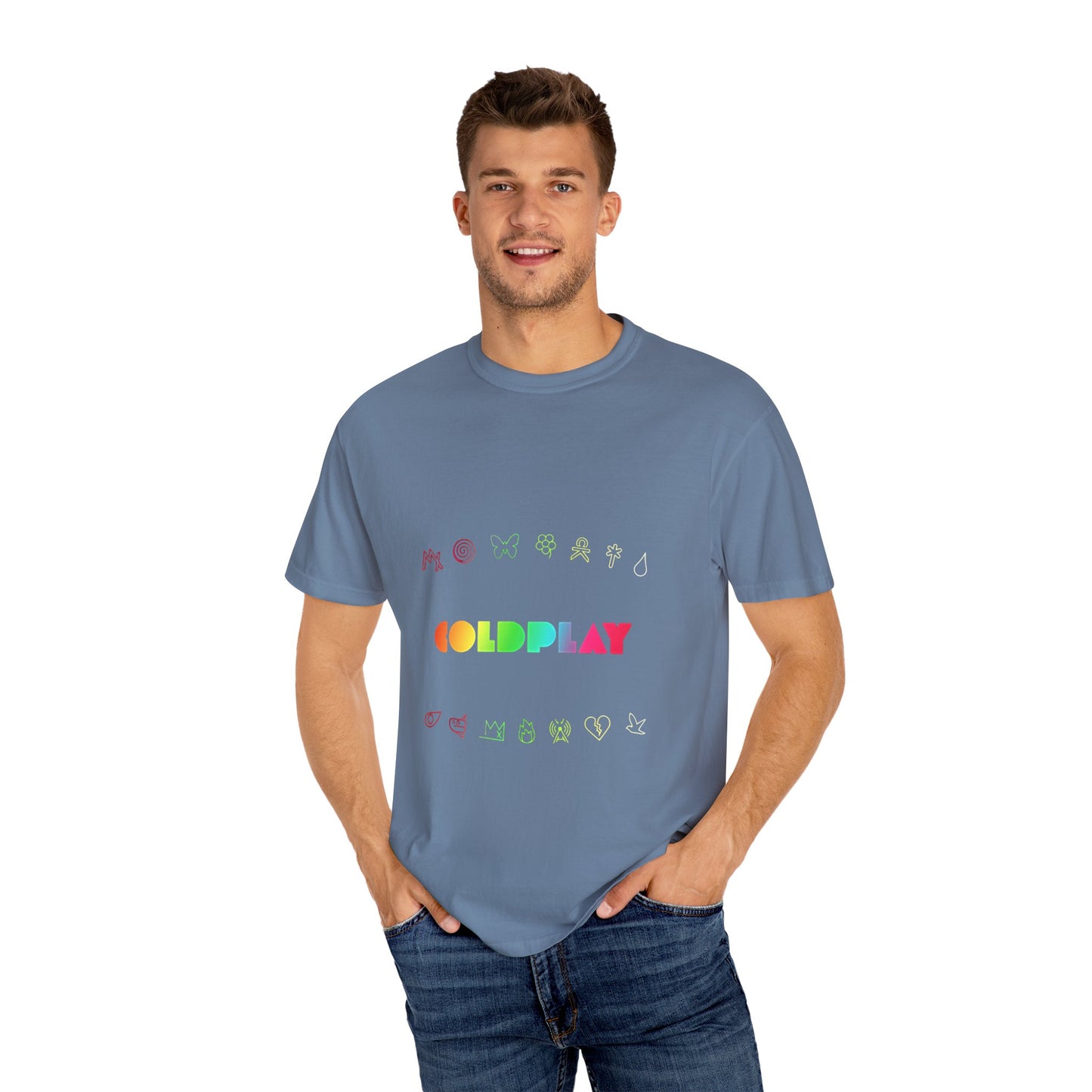Unisex Garment-Dyed T-Shirt Inspired by Coldplay’s Signage