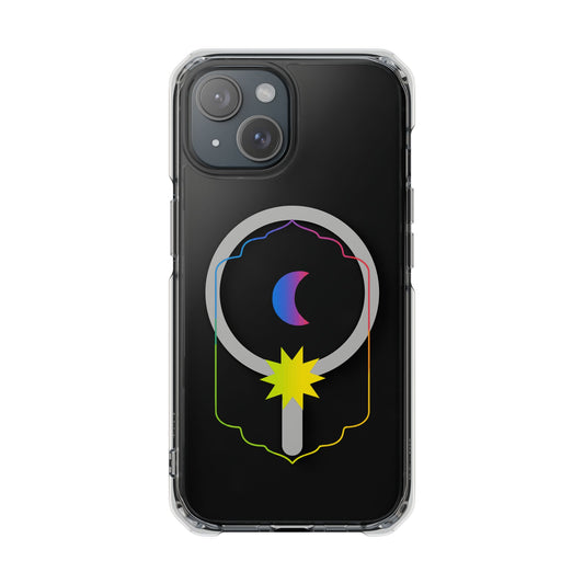 Gradient Moon and Star Emblem Magnetic Clear Impact case
