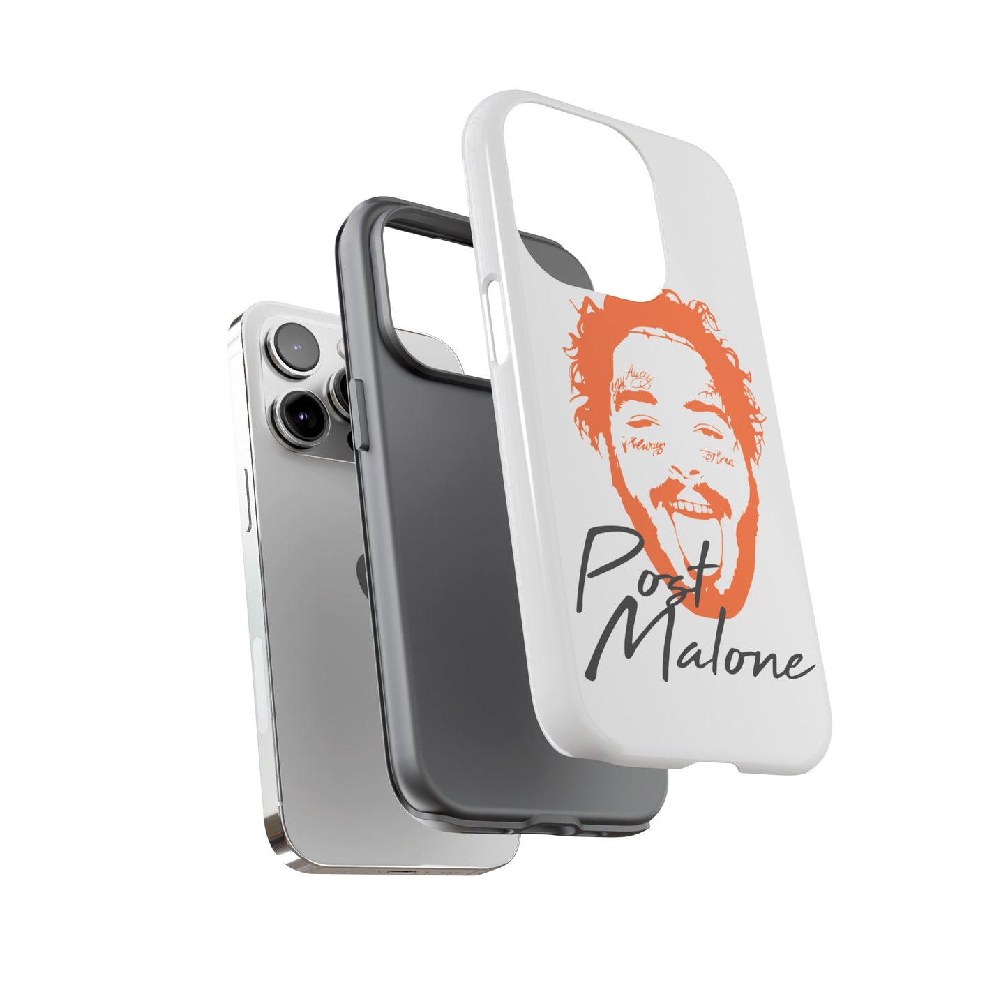 Tough iPhone Case (12–16 Pro Max) – Post Malone Name Design with Picture