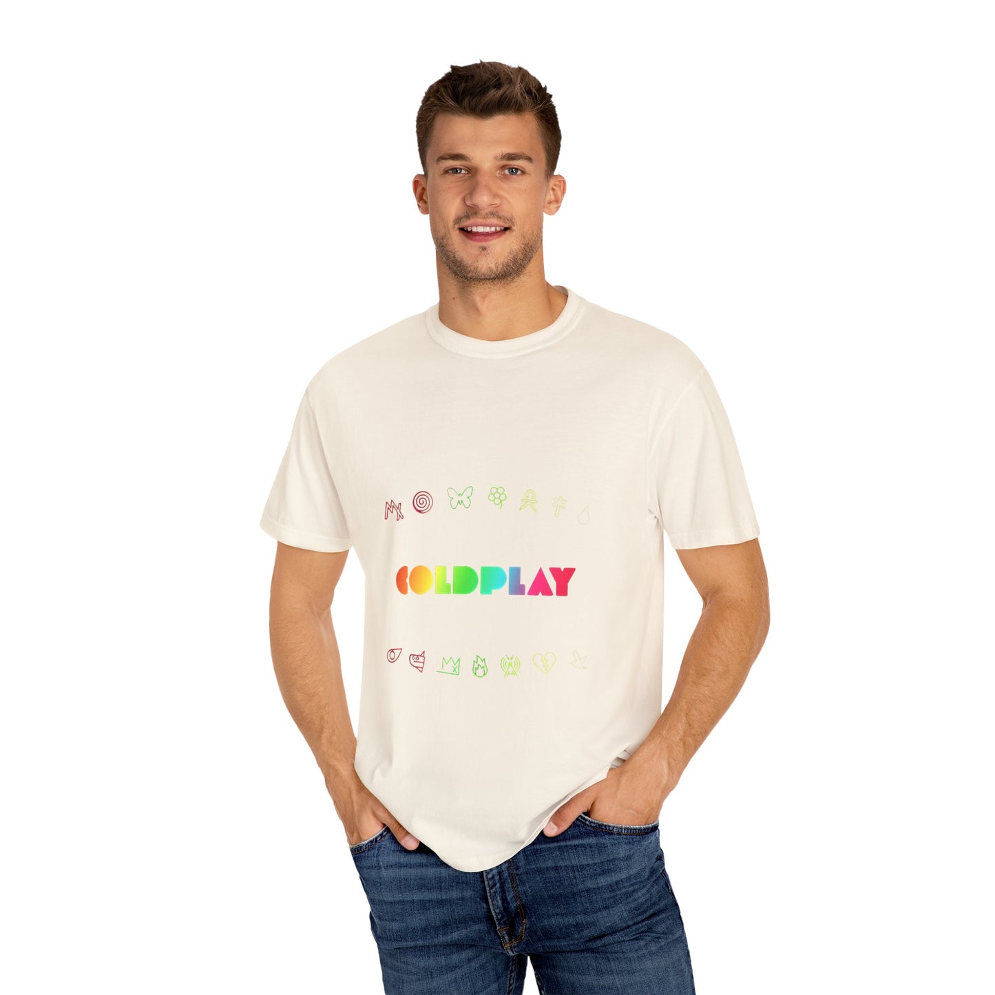 Unisex Garment-Dyed T-Shirt Inspired by Coldplay’s Signage