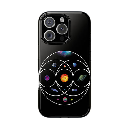 Premium Tough Case for iPhone 12 to 16 Pro Max Showcasing Coldplay’s Illustration Concept