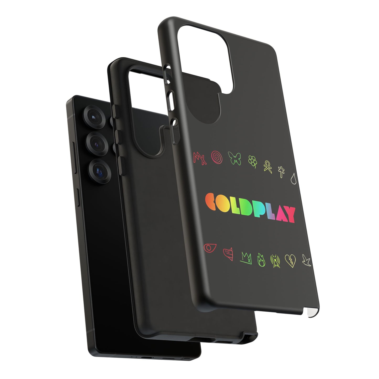 Premium Tough Case for Samsung S21 to S25 Ultra Showcasing Coldplay’s Signage