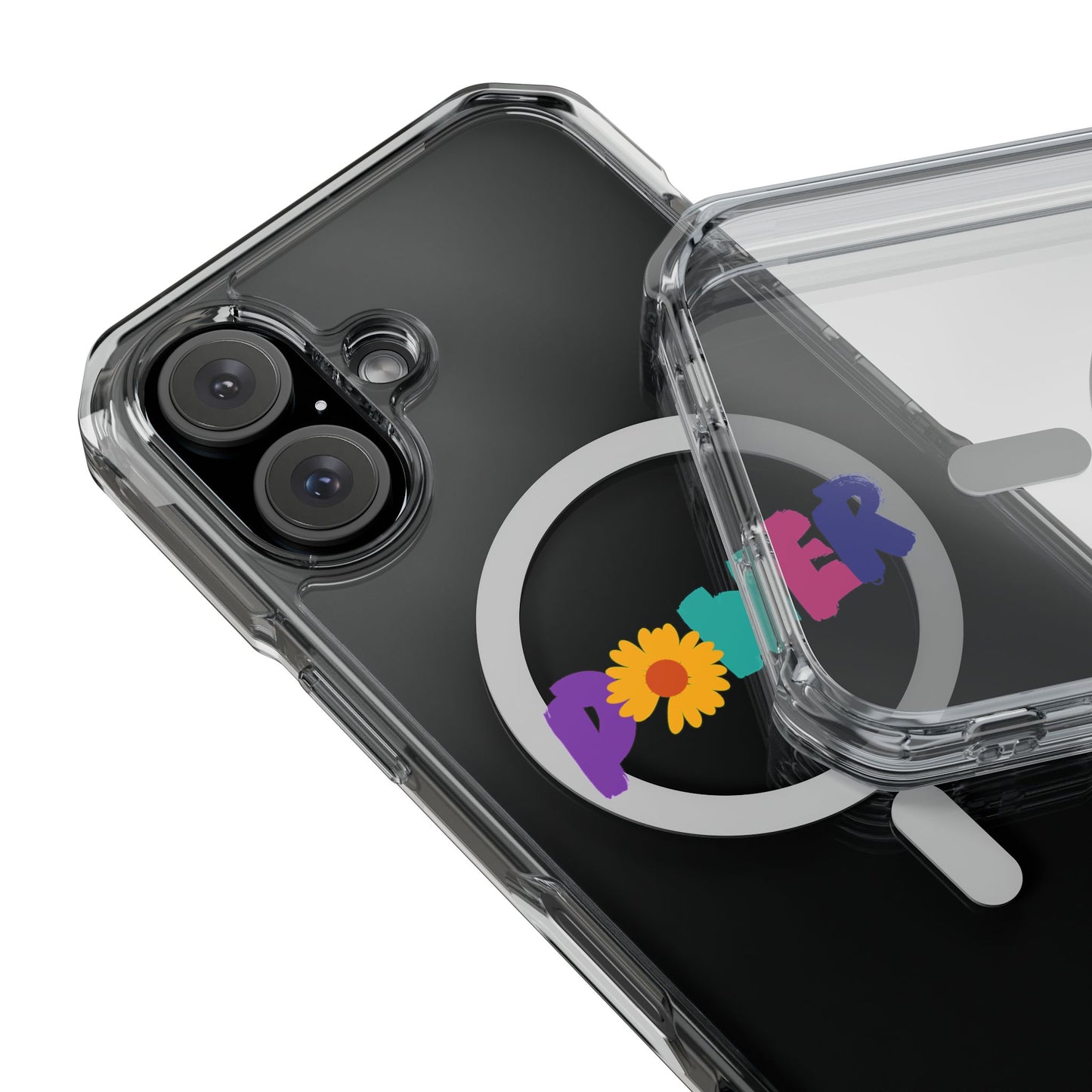 Retro Flower Power Color Pop Magnetic Clear Impact Case