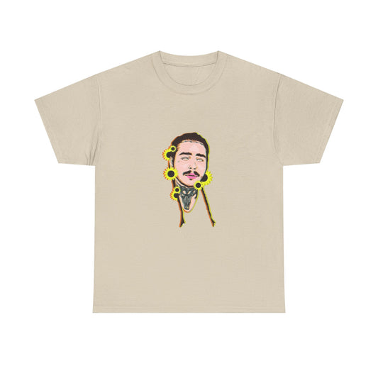Cartoon Face with Sunflowers Unisex Heavy cotton Tee