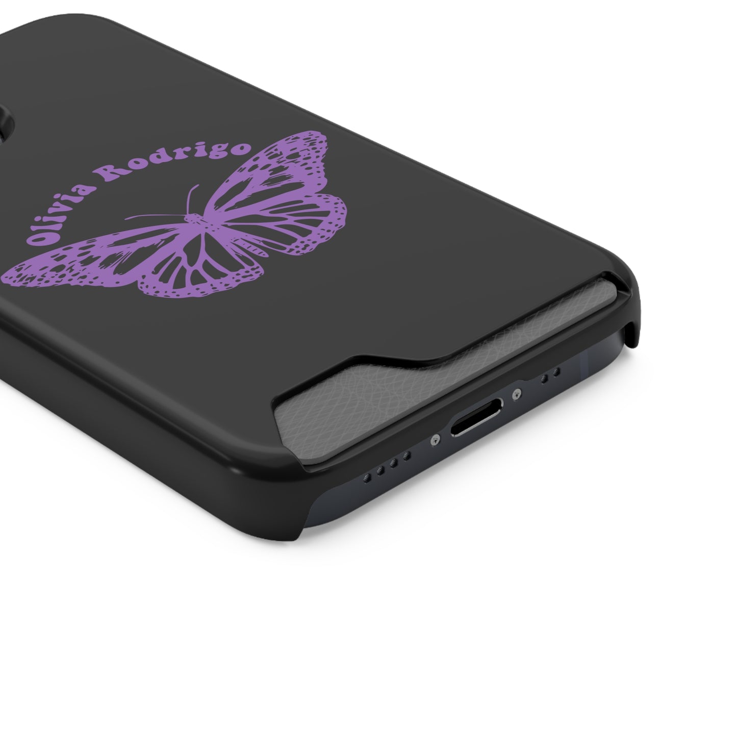 Phone Case + Card Holder For Iphone 13 – Olivia Rodrigo With Butterfly | Black Edition