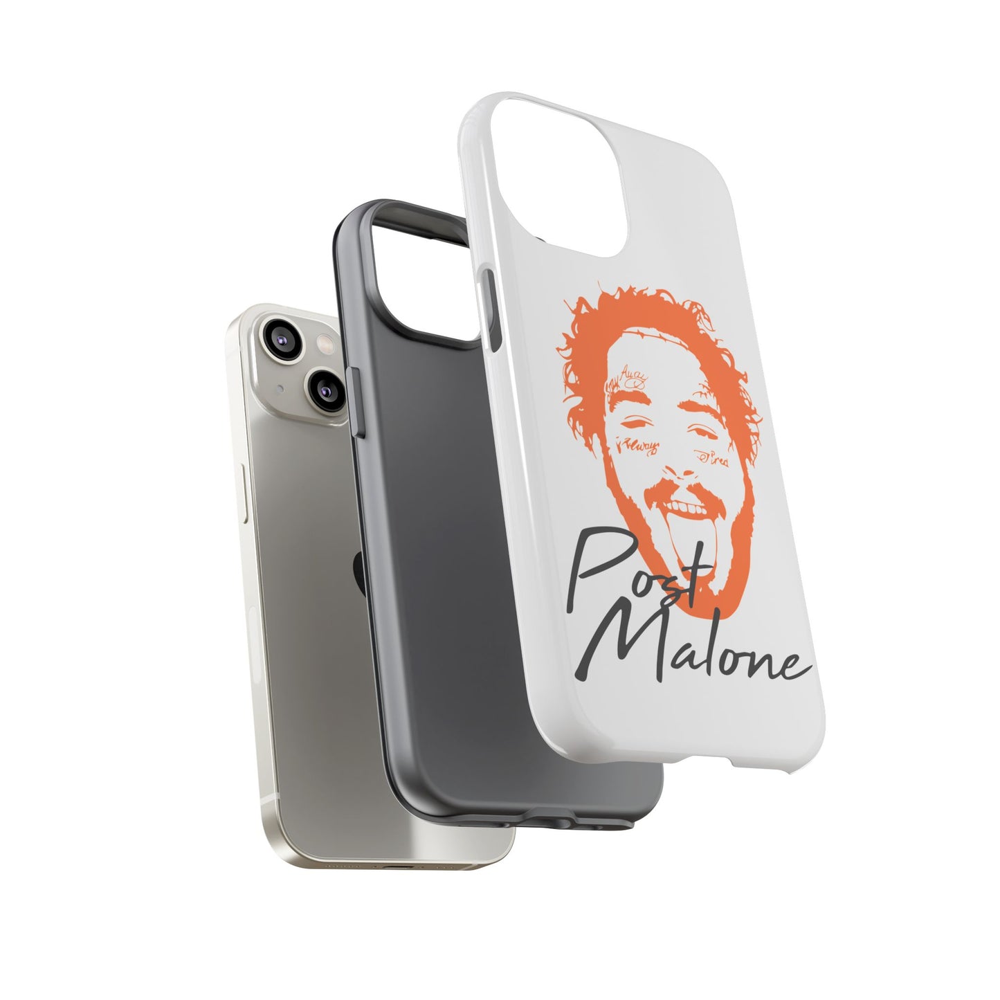 Tough iPhone Case (12–16 Pro Max) – Post Malone Name Design with Picture
