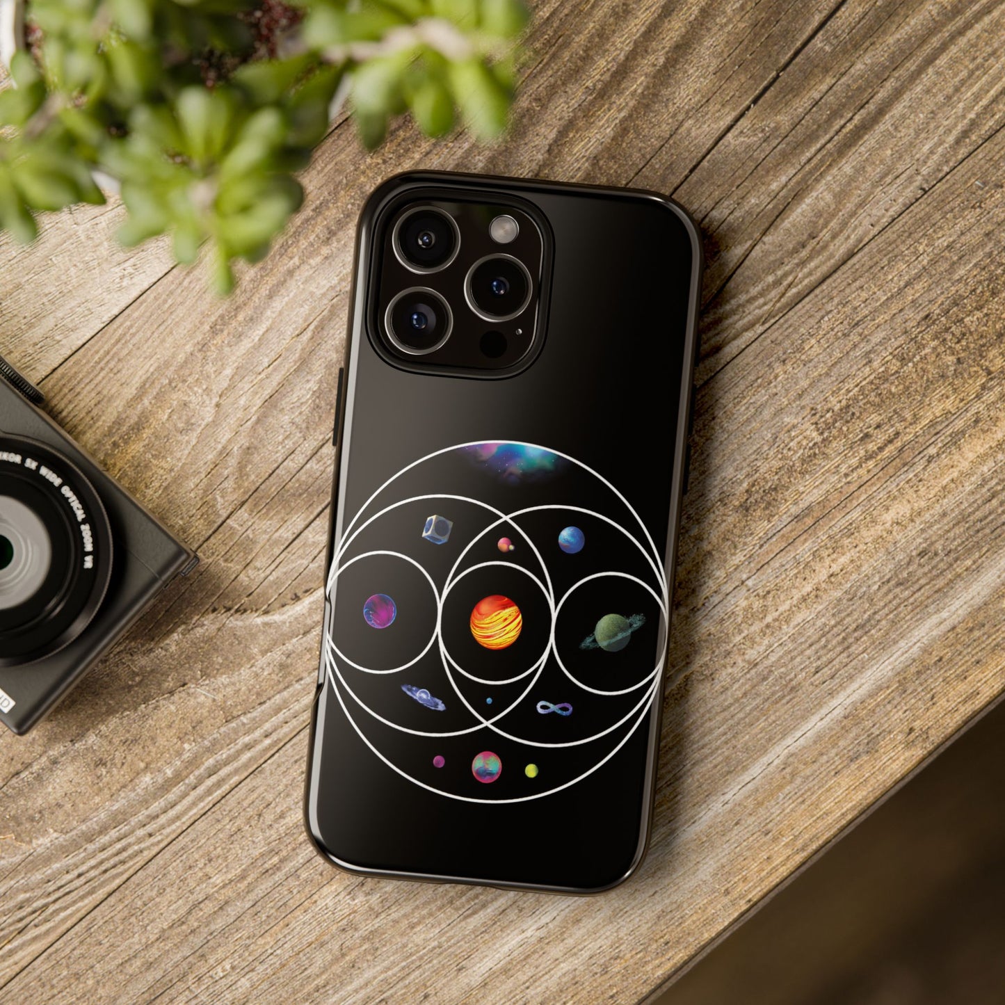 Premium Tough Case for iPhone 12 to 16 Pro Max Showcasing Coldplay’s Illustration Concept