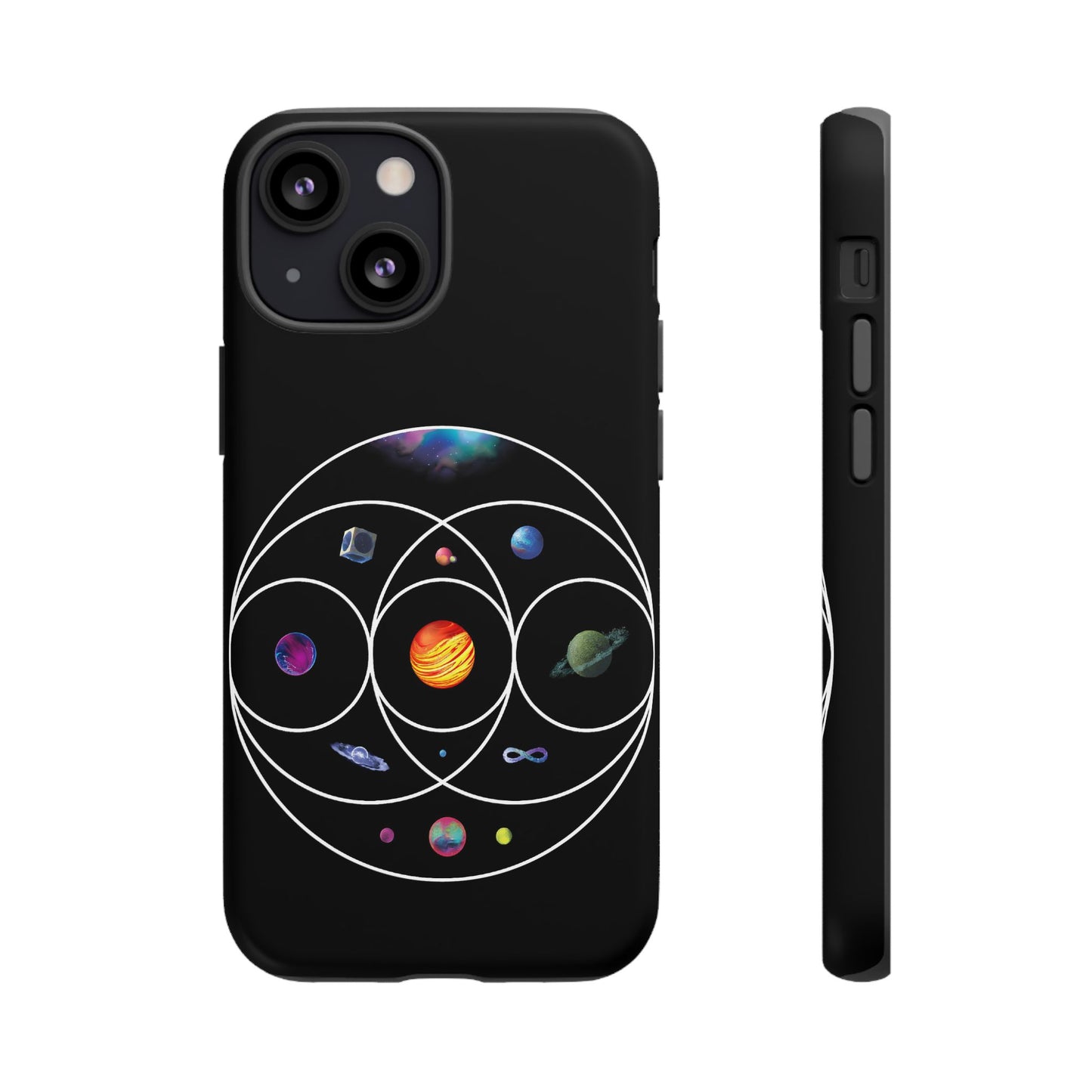 Premium Tough Case for iPhone 12 to 16 Pro Max Showcasing Coldplay’s Illustration Concept