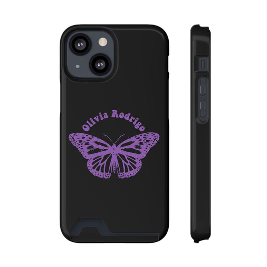 Phone Case + Card Holder For Iphone 13 – Olivia Rodrigo With Butterfly | Black Edition