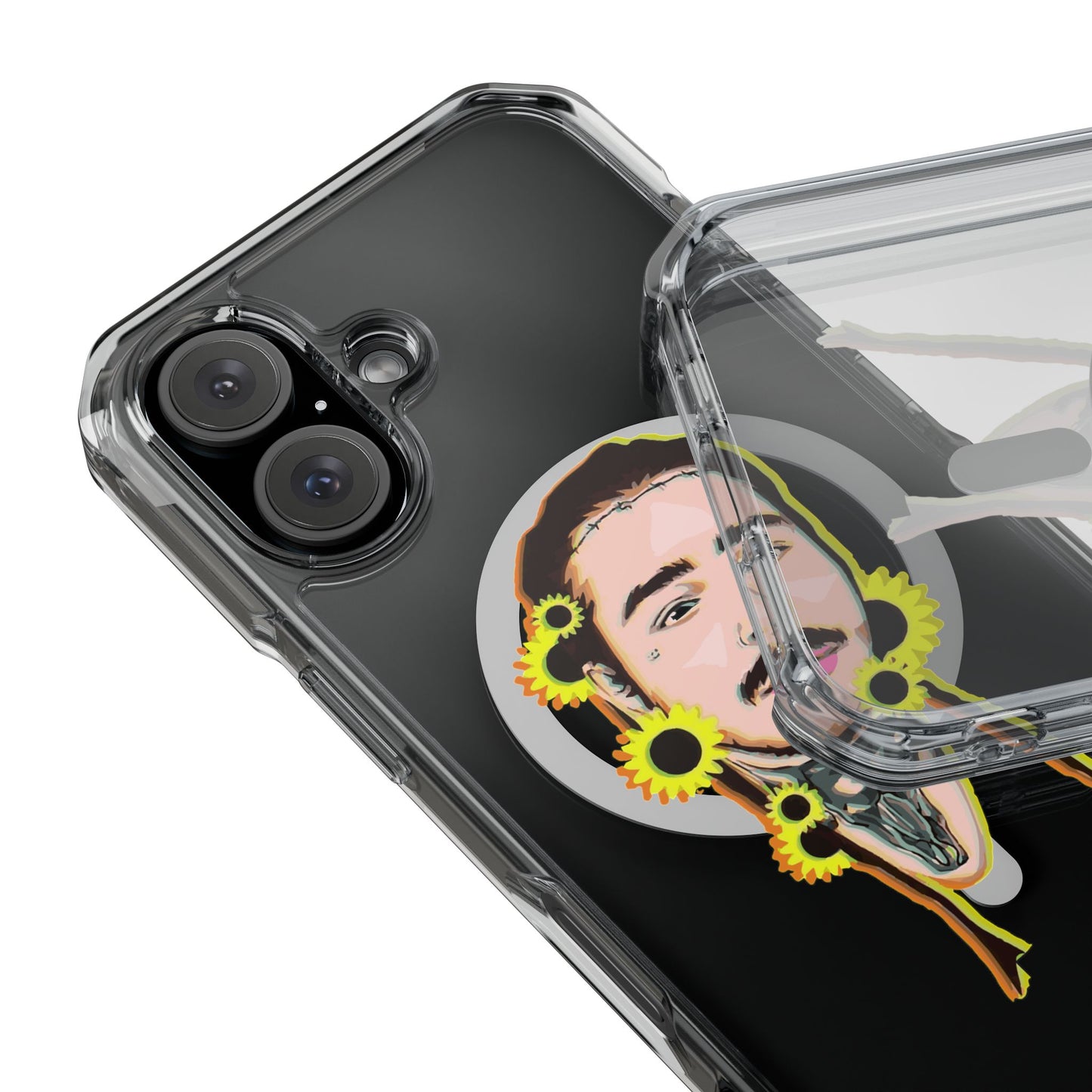Cartoon Face with Sunflowers Magnetic Impact Case