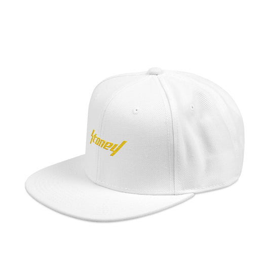 Orange Lightning Text Logo Snapback Cap