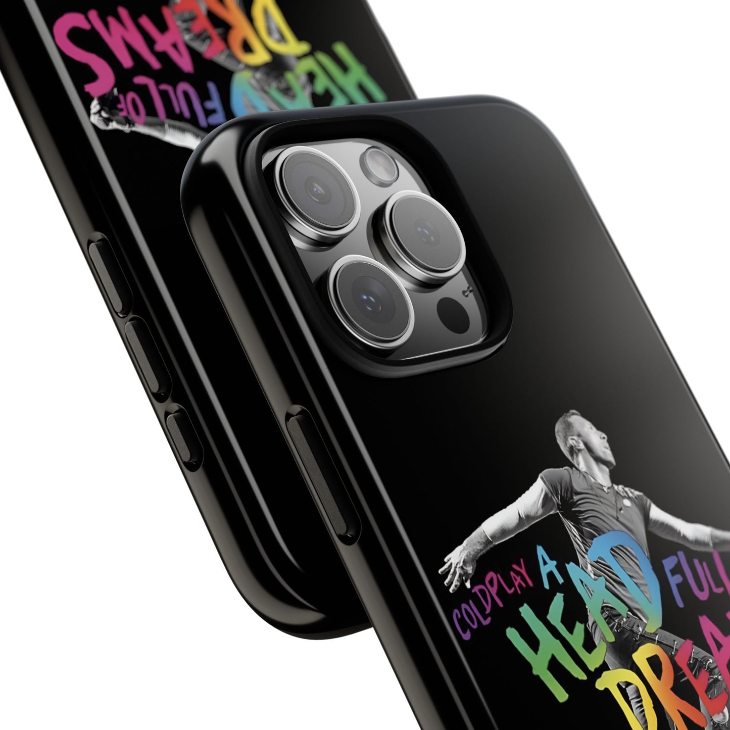 Premium Tough Case for iPhone 12 to 16 Pro Max Showcasing Coldplay A Head Full of Dreams Chris