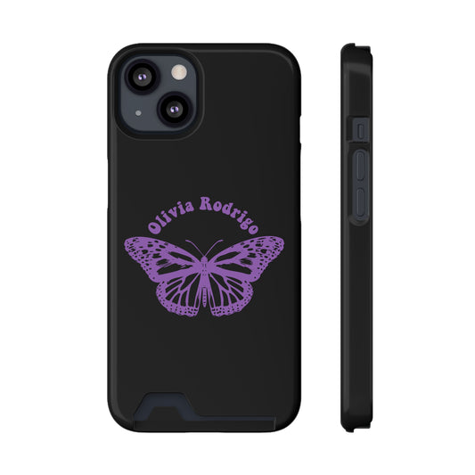 Phone Case + Card Holder For Iphone 13 – Olivia Rodrigo With Butterfly | Black Edition