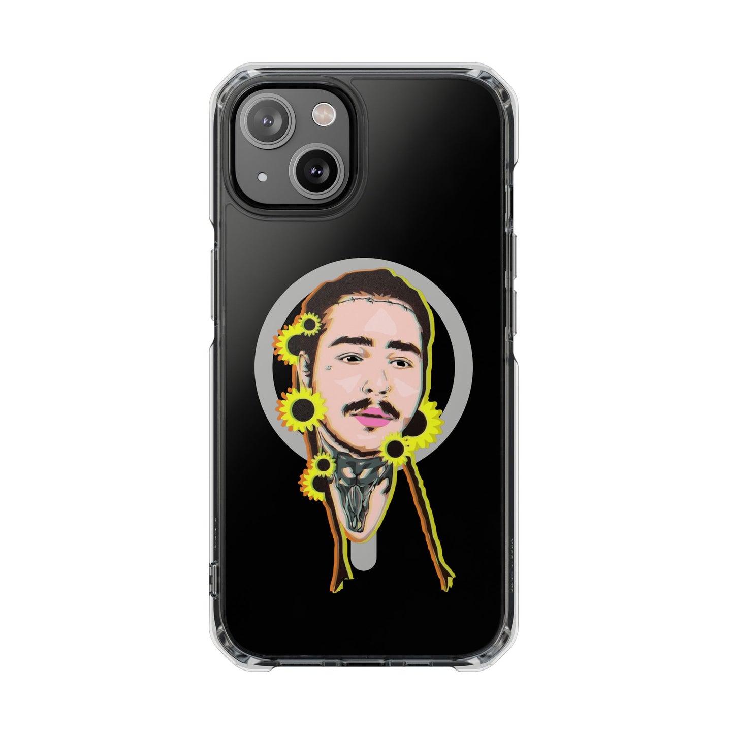 Cartoon Face with Sunflowers Magnetic Impact Case