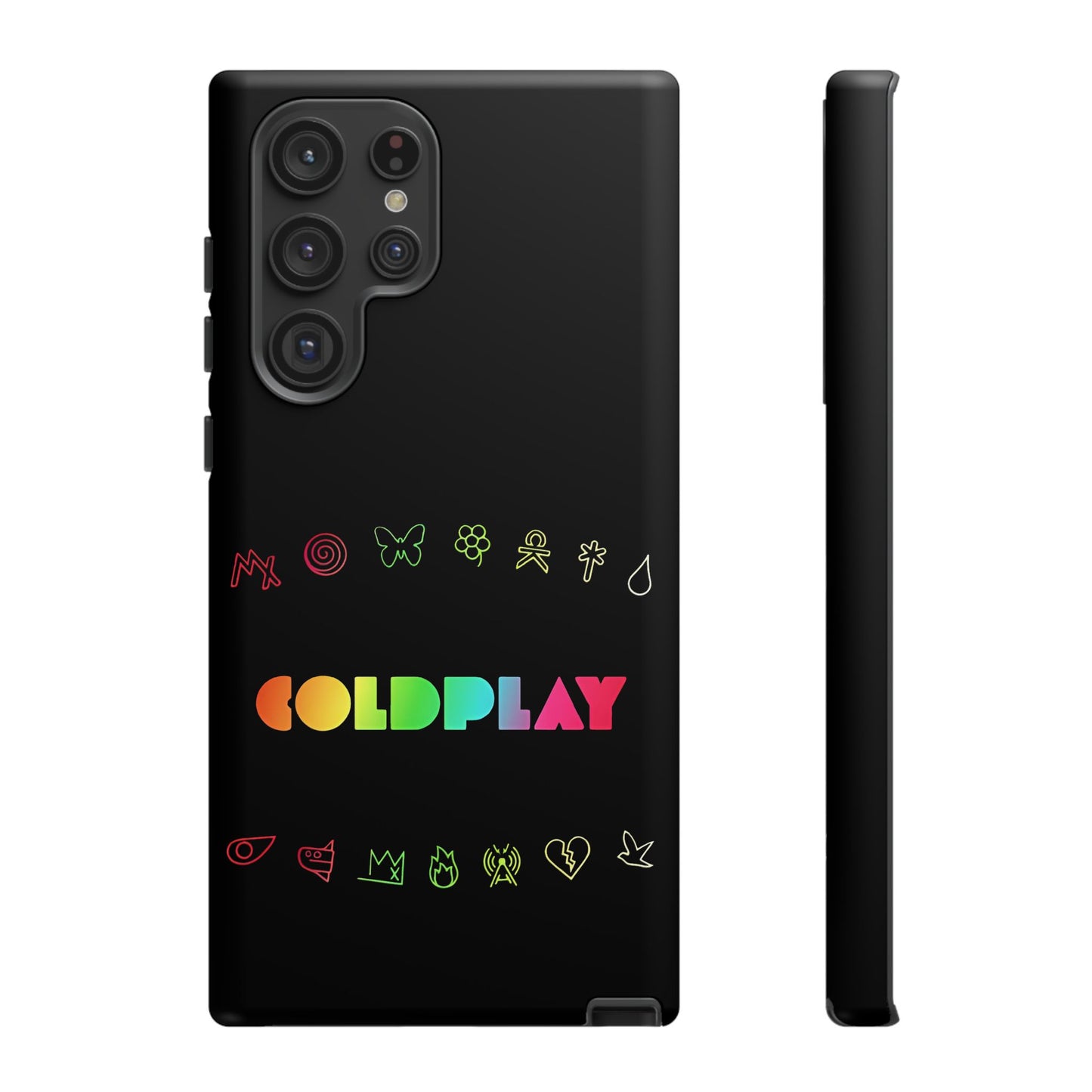 Premium Tough Case for Samsung S21 to S25 Ultra Showcasing Coldplay’s Signage