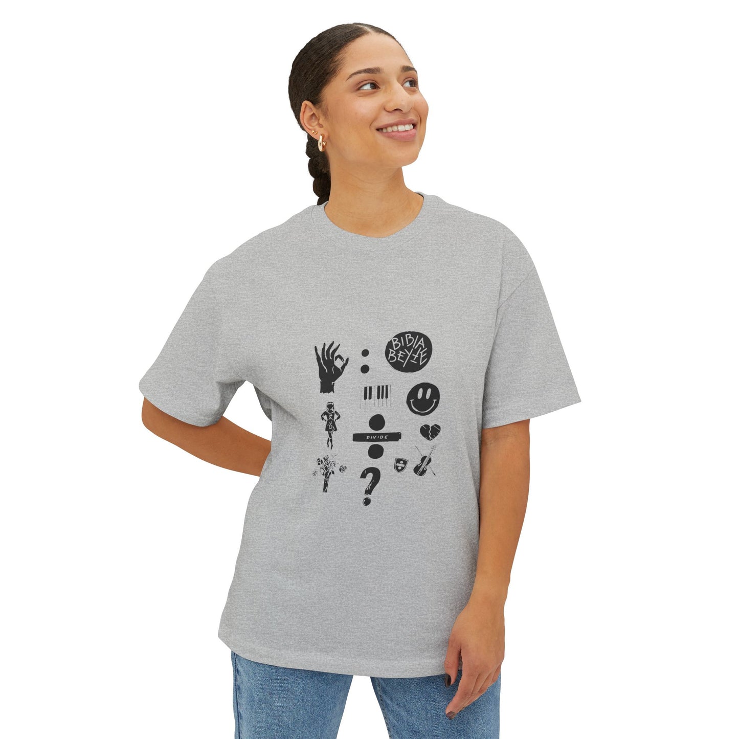 Ocean Wave with Heart Outline Oversized Boxy Tee