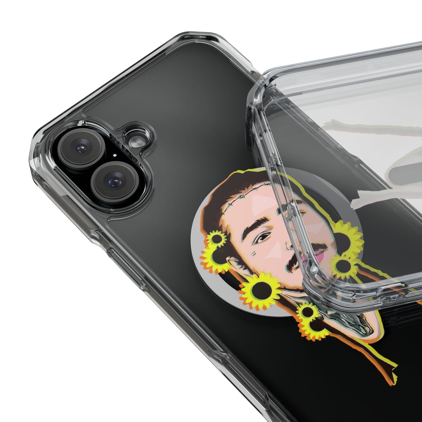 Cartoon Face with Sunflowers Magnetic Impact Case