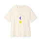 Gradient Moon and Star Emblem Unisex Oversized Boxy Tee
