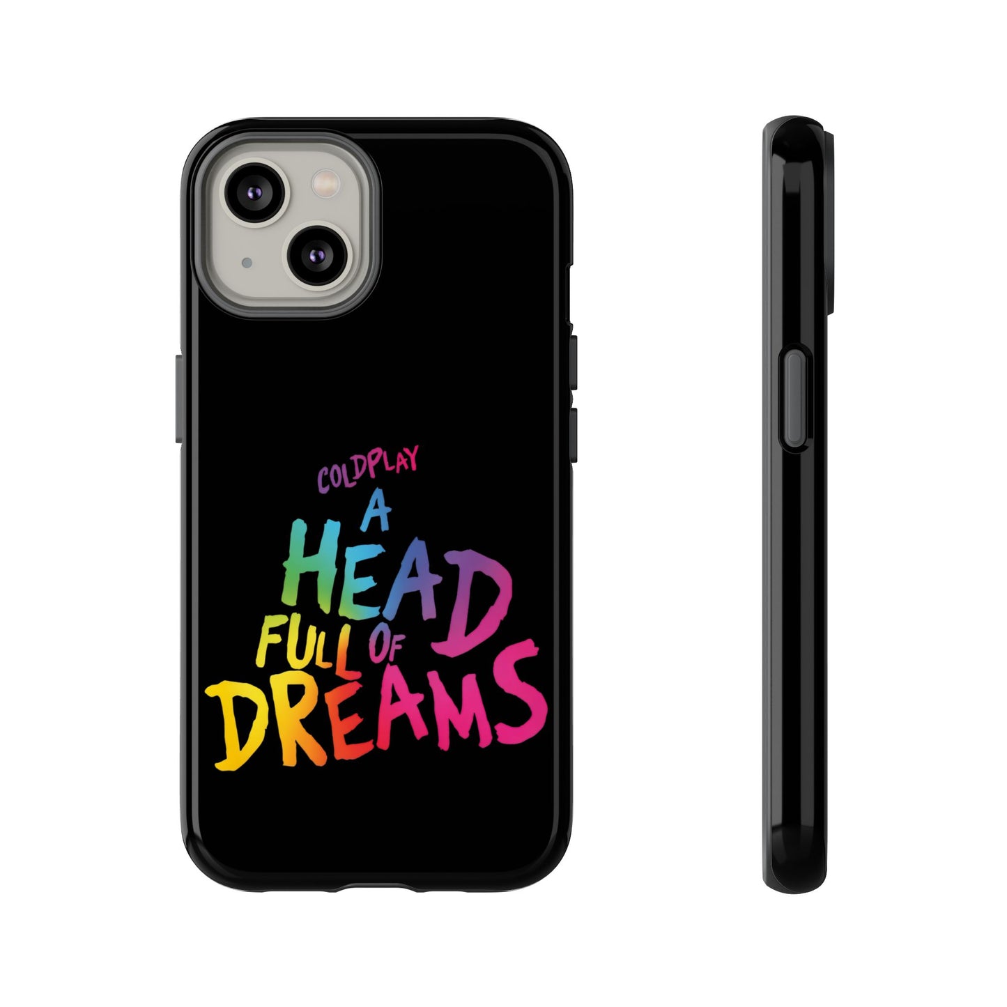 Premium Tough Case for iPhone 12 to 16 Pro Max Showcasing Coldplay’s Iconic A Head Full of Dreams