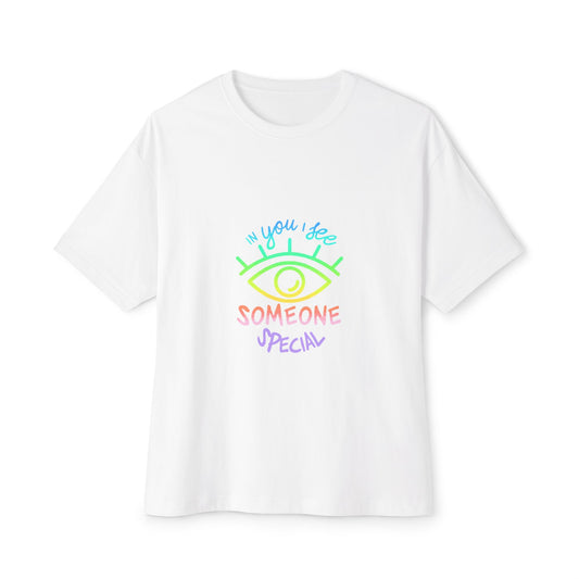 Vibrant Eye and Text Unisex Oversized Boxy Tee