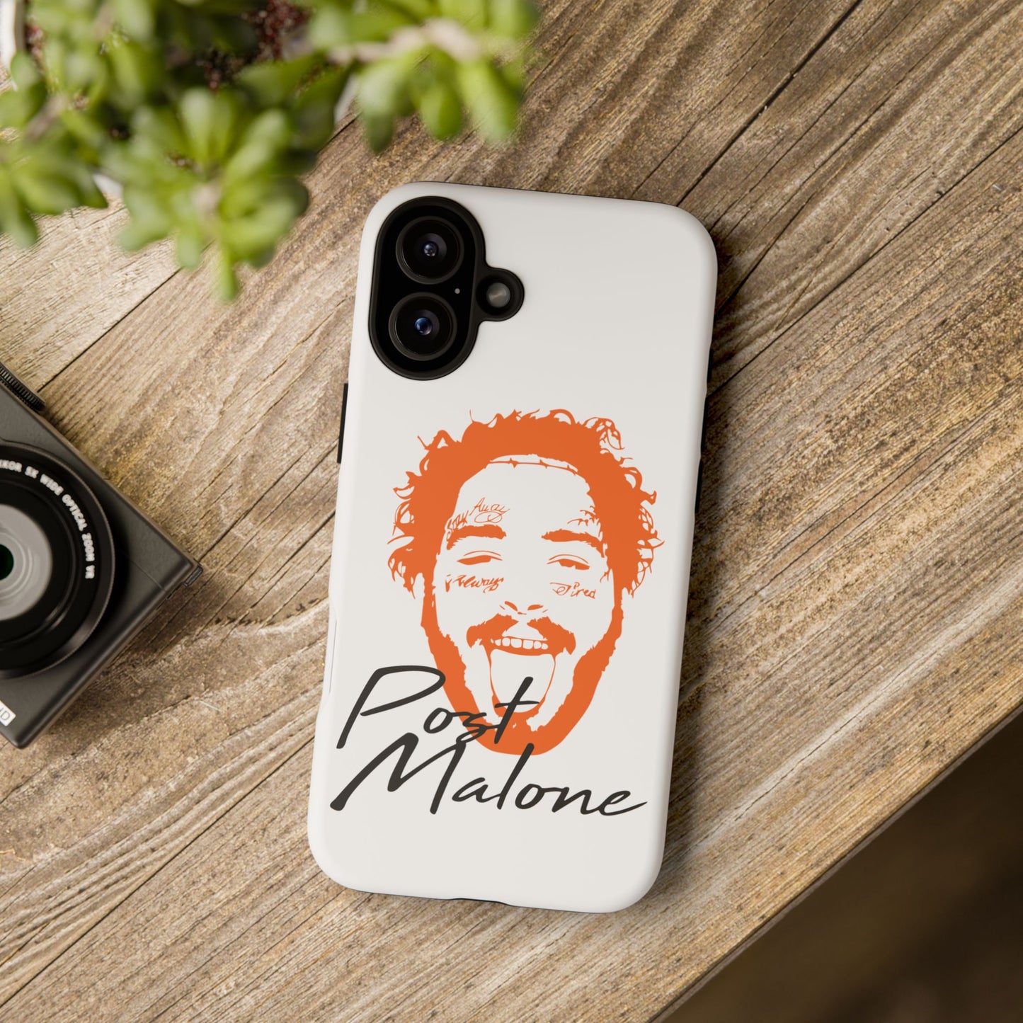 Tough iPhone Case (12–16 Pro Max) – Post Malone Name Design with Picture