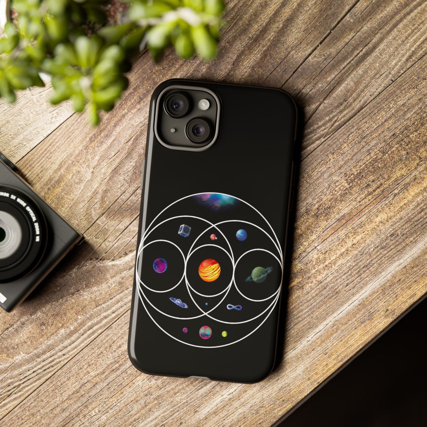 Premium Tough Case for iPhone 12 to 16 Pro Max Showcasing Coldplay’s Illustration Concept