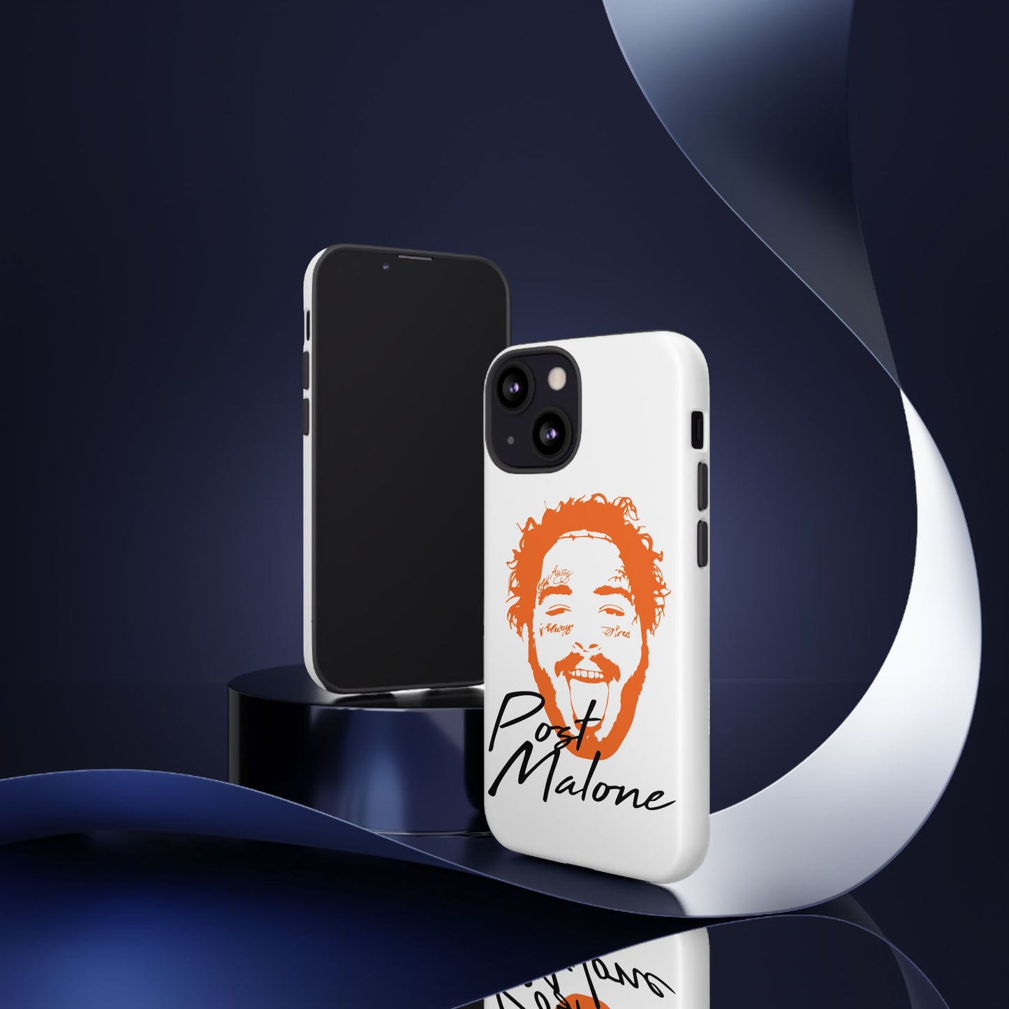 Tough iPhone Case (12–16 Pro Max) – Post Malone Name Design with Picture