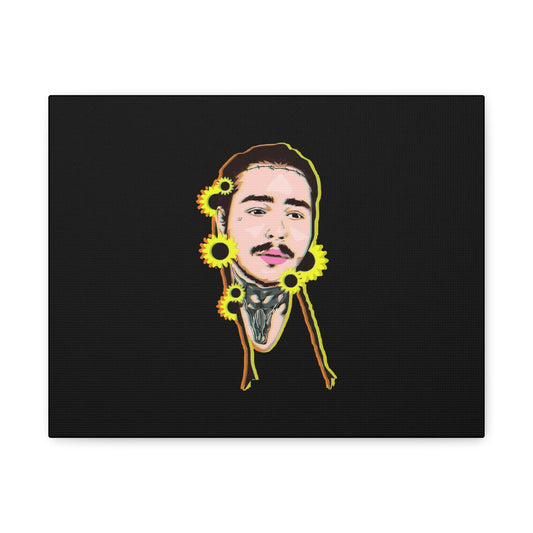 Cartoon Face with Sunflowers Canvas