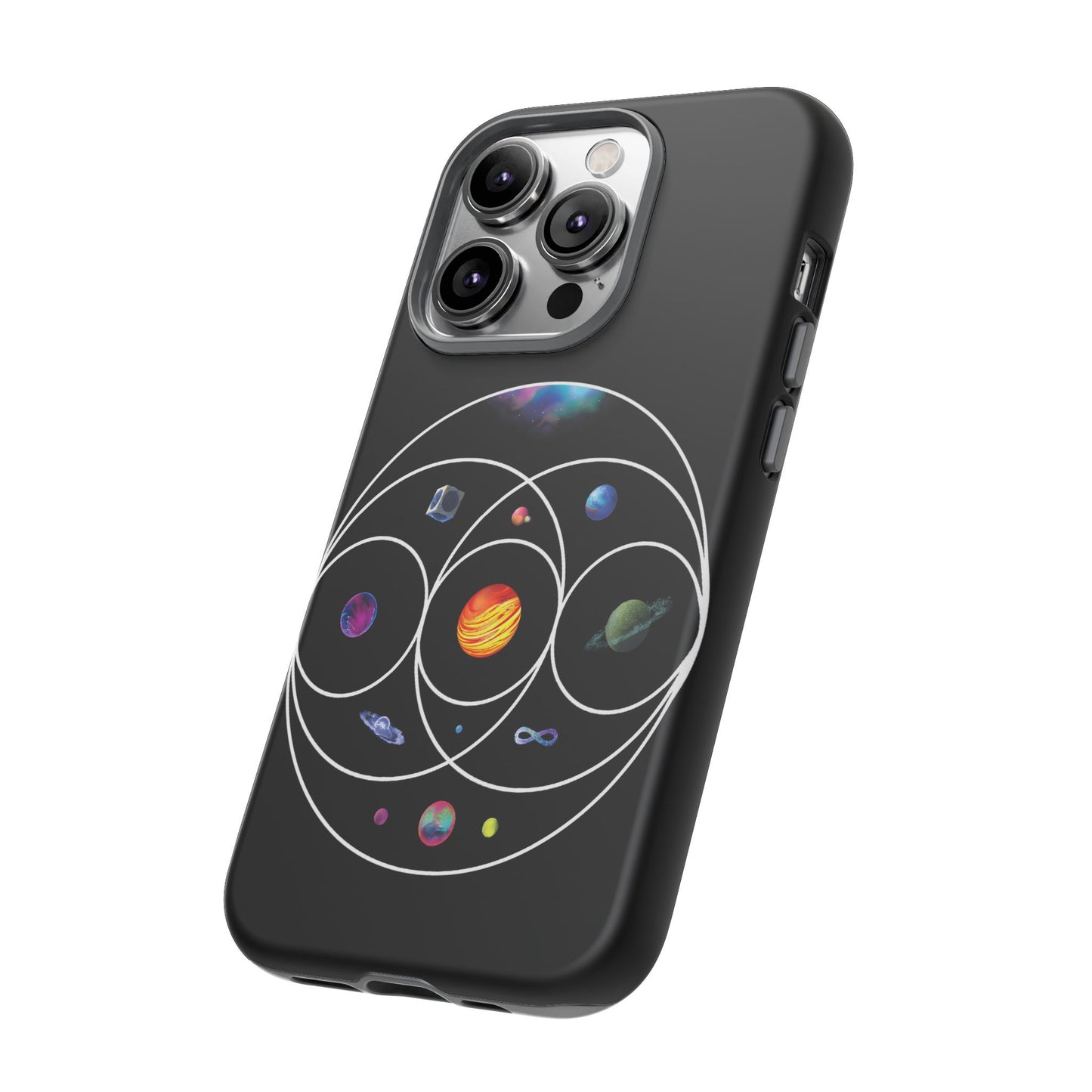 Premium Tough Case for iPhone 12 to 16 Pro Max Showcasing Coldplay’s Illustration Concept