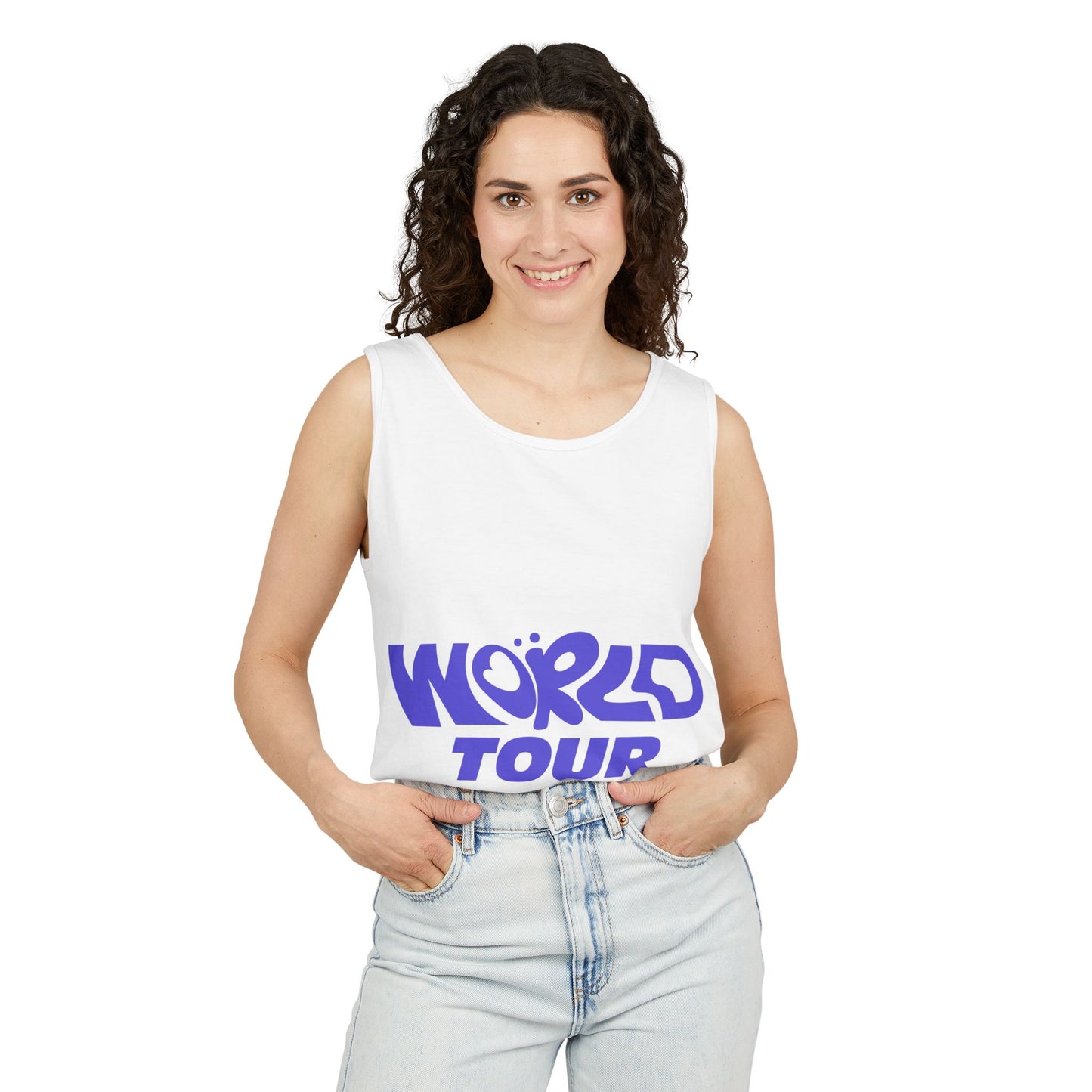World Tour Bubble Letter-Dyed Tank Top