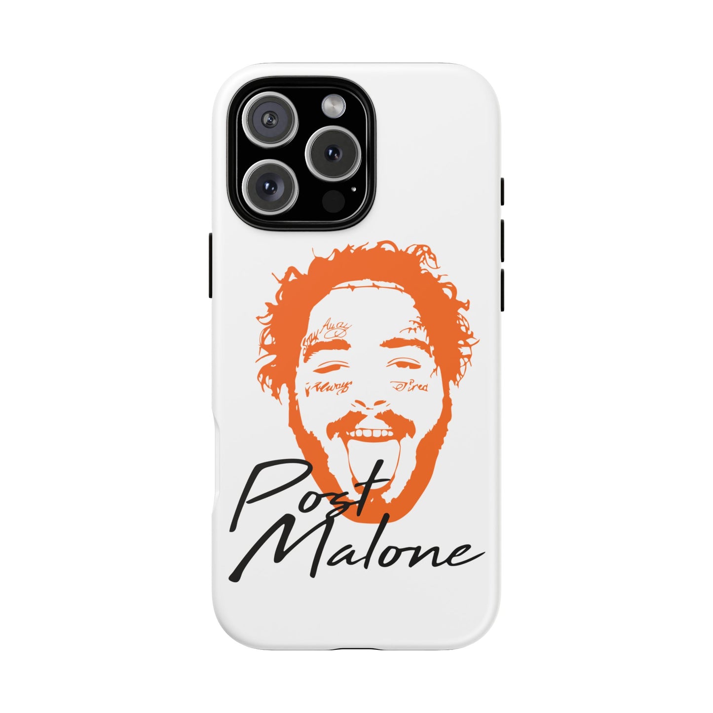 Tough iPhone Case (12–16 Pro Max) – Post Malone Name Design with Picture
