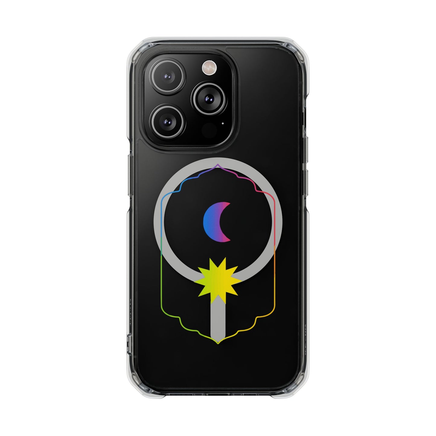 Gradient Moon and Star Emblem Magnetic Clear Impact case