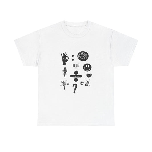 Ocean Wave with Heart Outline Unisex Heavy Cotton Tee