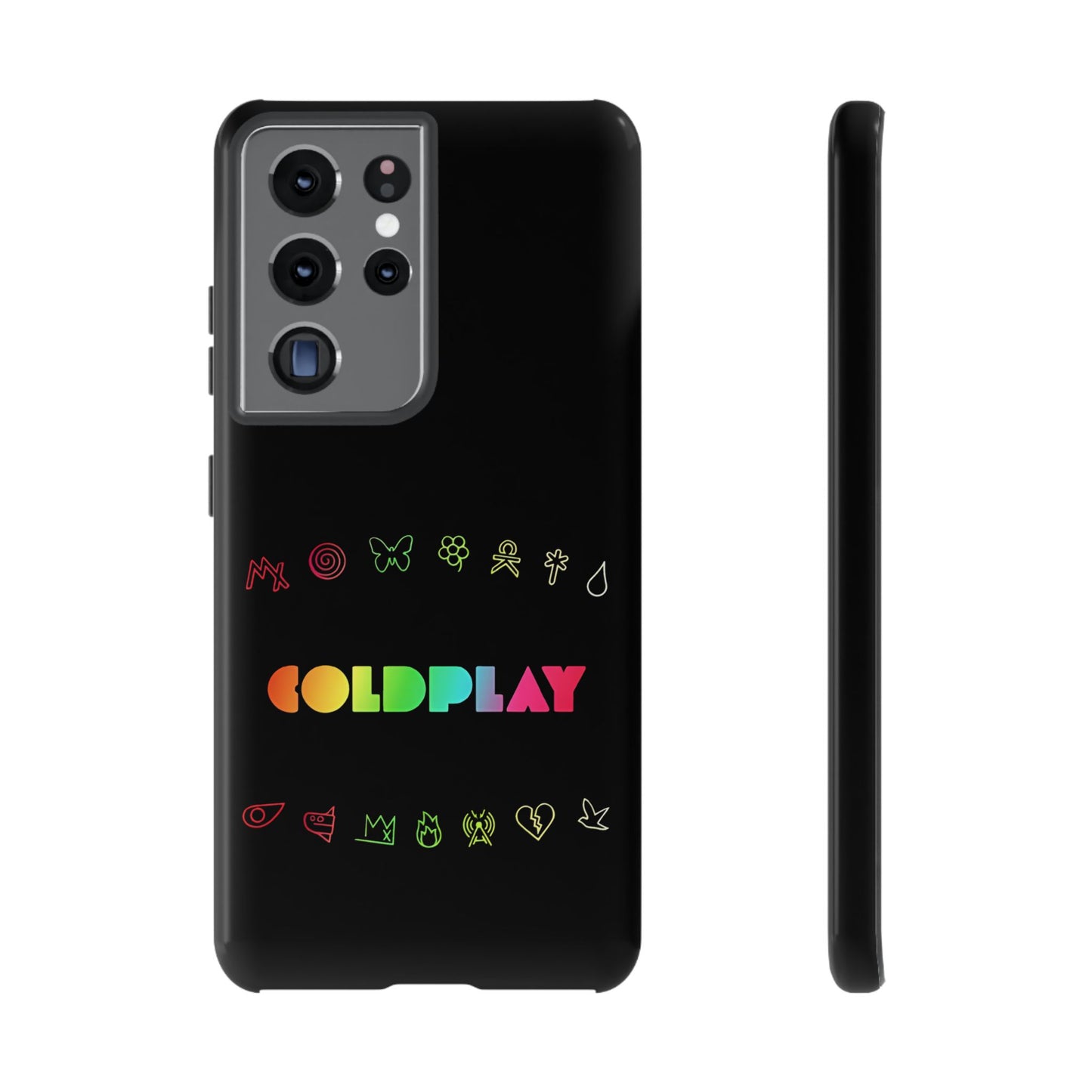 Premium Tough Case for Samsung S21 to S25 Ultra Showcasing Coldplay’s Signage