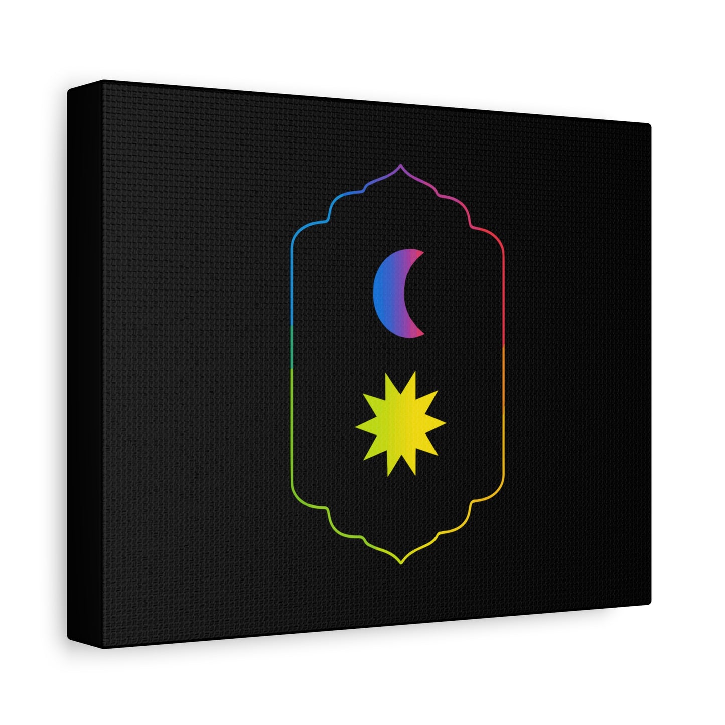 Gradient Moon and Star Emblem Canvas